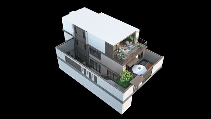洋房别墅建筑模型多方位展示