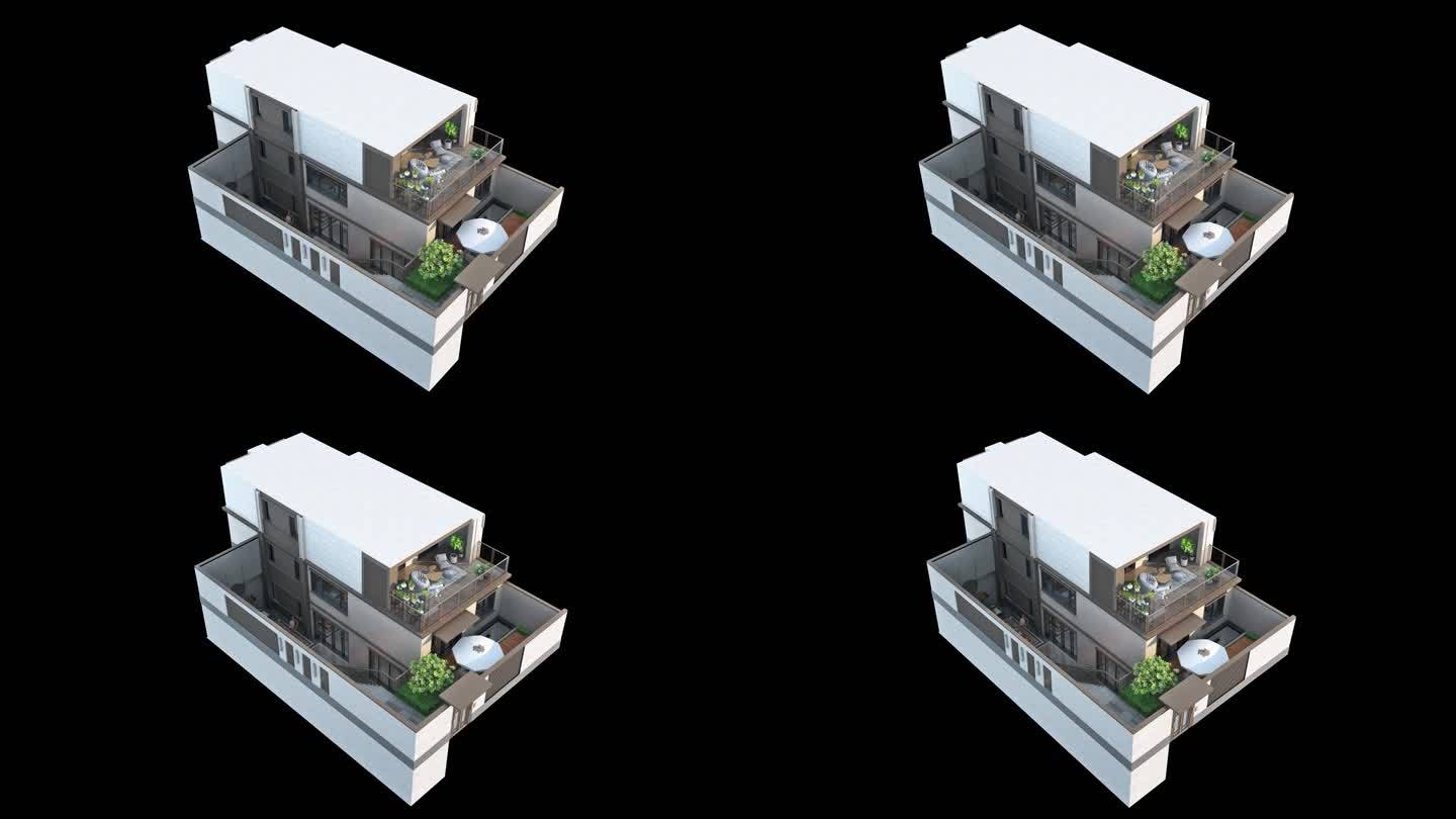 洋房别墅建筑模型多方位展示