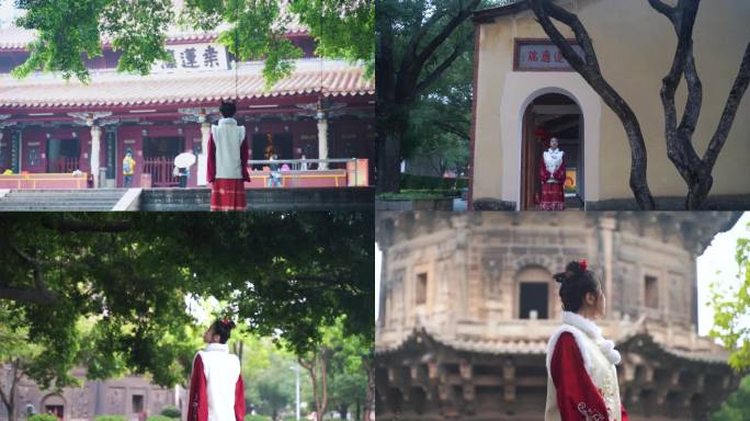 美女古风旅拍中国风寺庙古装MV泉州开元寺