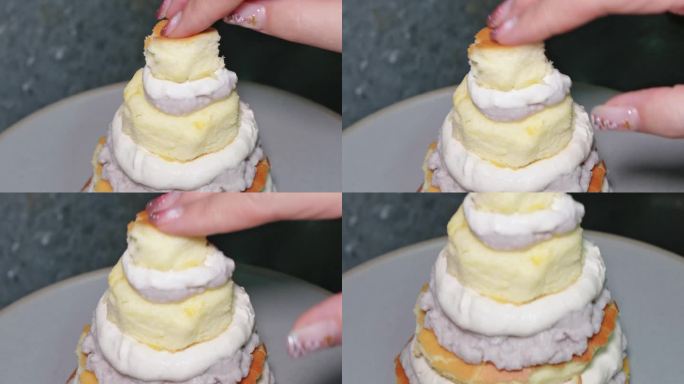 海绵蛋糕制作芋泥夹心蛋糕糕点生日蛋糕