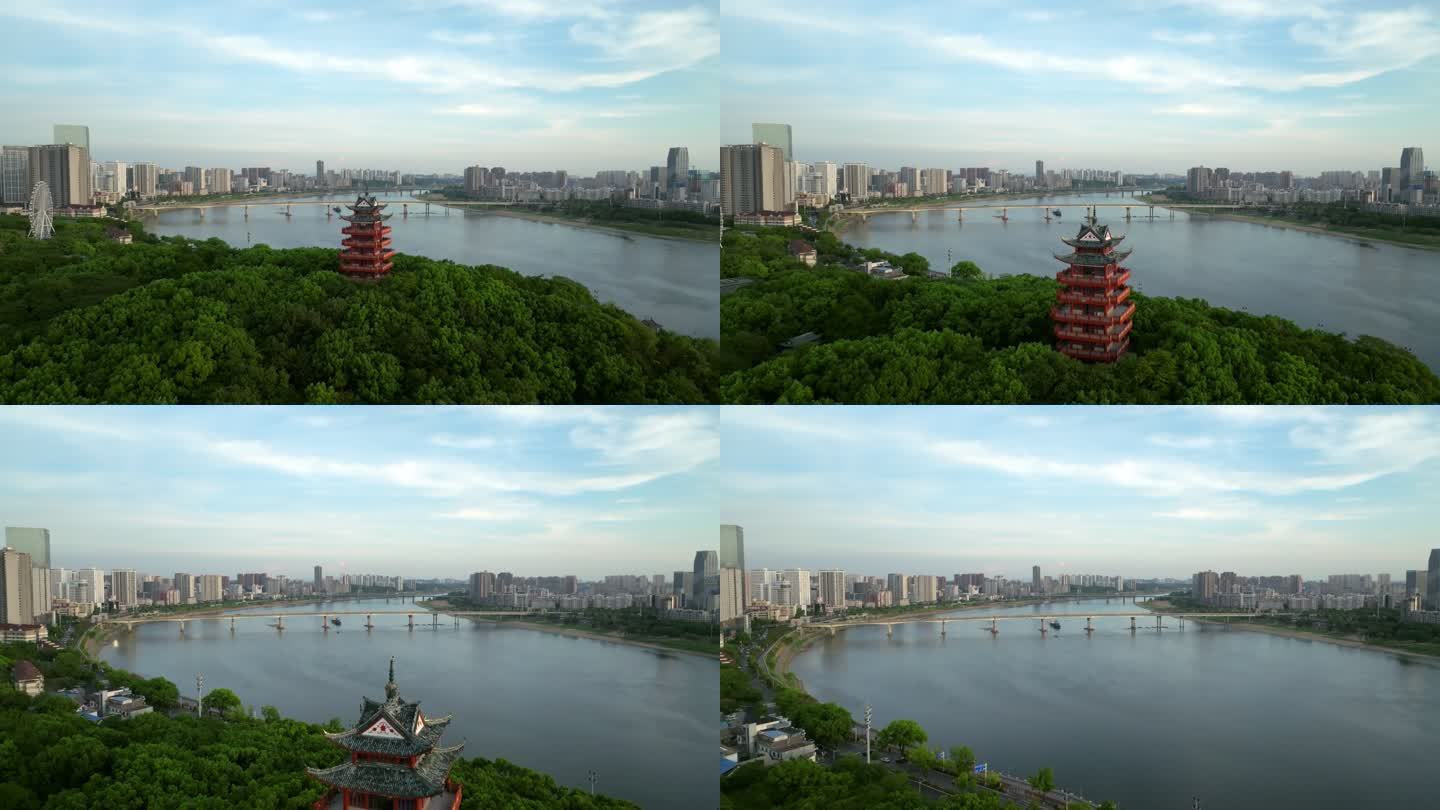 4K航拍株洲城市全景 湘江 神龙阁