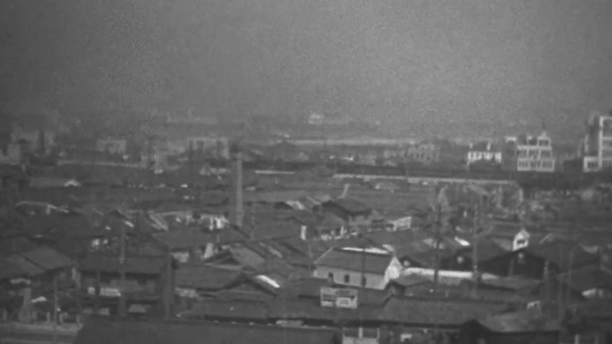 40年代横滨城市建筑街道马路街景交通风景