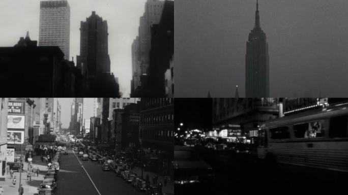 30年代纽约霓虹灯夜晚夜景灯光街景