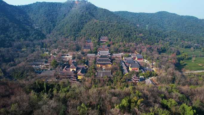 航拍杭州灵隐寺  寺庙