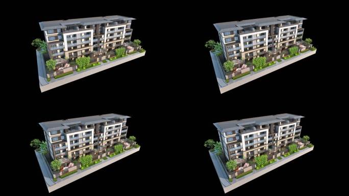 花园洋房建筑模型多方位展示