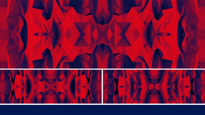 【宽屏时尚背景】蓝红颗粒质感几何立体动画