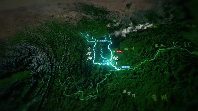 岷江大渡河水系河流地图 （AE）