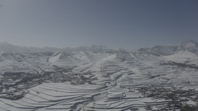 风力发电 乐都区 青海 峰堆 雪景 航拍