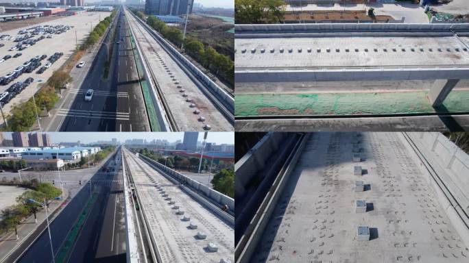 5.4K地铁建设施工桥梁架设航拍空镜