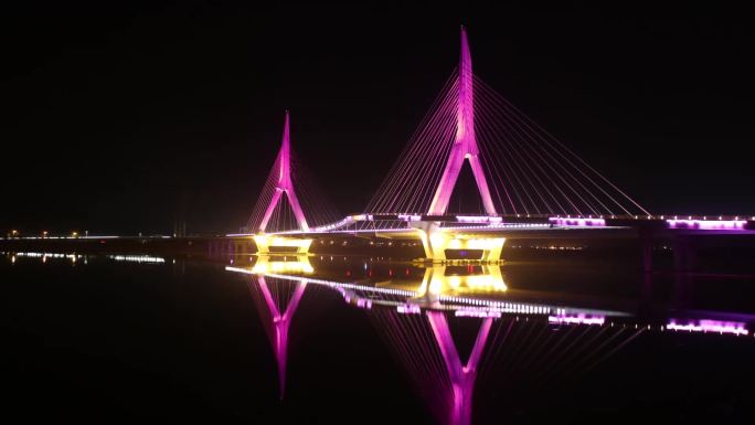 绵阳一号桥网红桥城市夜景延时摄影