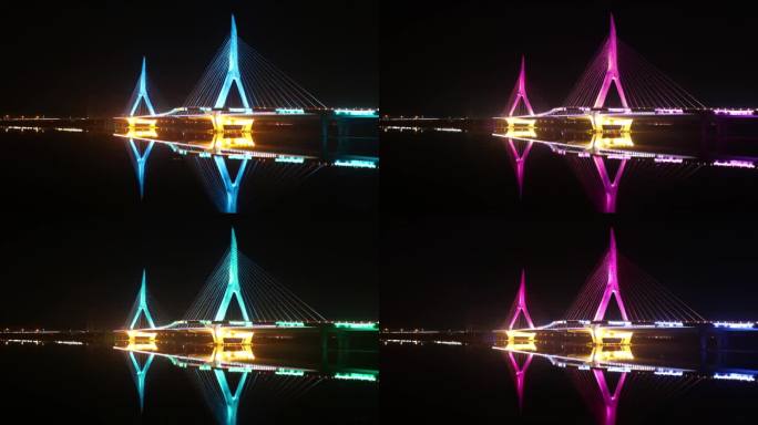 绵阳一号桥网红桥城市夜景延时摄影