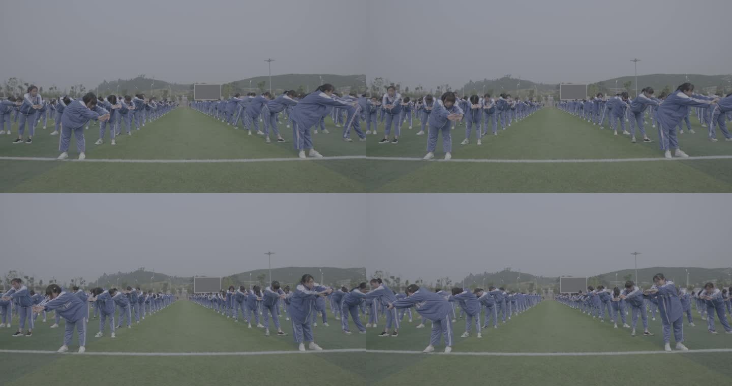 【4K灰度】高中课间操中学生做早操