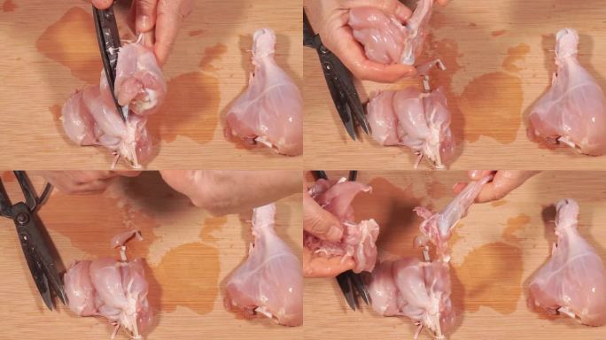 清洗鸡腿琵琶腿去皮剔骨鸡肉健身处理食材