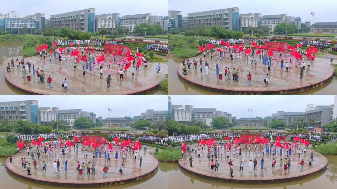 快闪学校学生校园活动4K航拍