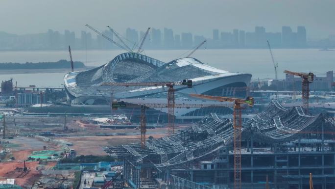 建造中的新翔安体育馆4K航拍