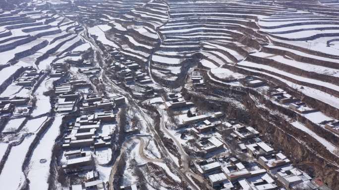 甘肃陕北西北黄土高原雪景