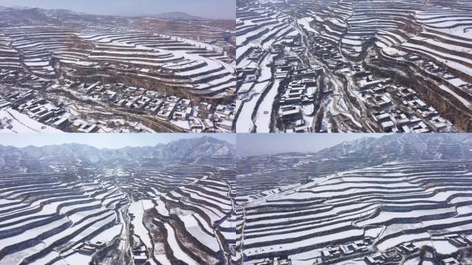 甘肃陕北西北黄土高原雪景