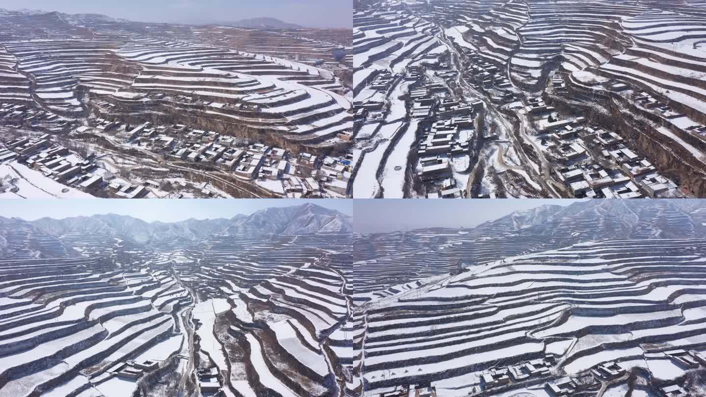 甘肃陕北西北黄土高原雪景
