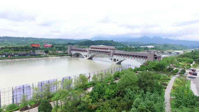 四川绵阳新北川禹王桥航拍4k