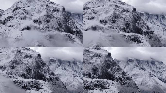 川西高原雪山秋景4k航拍