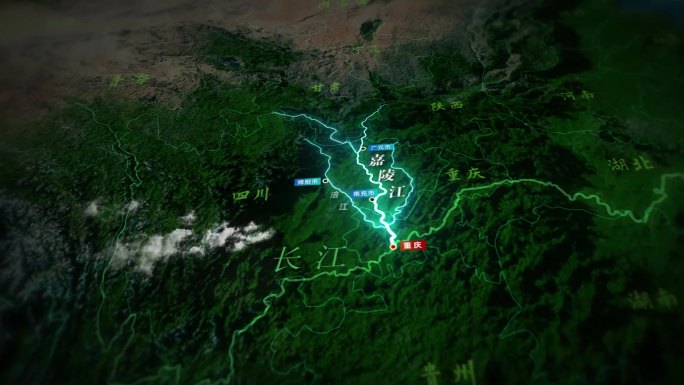 嘉陵江水系河流地图 （AE）