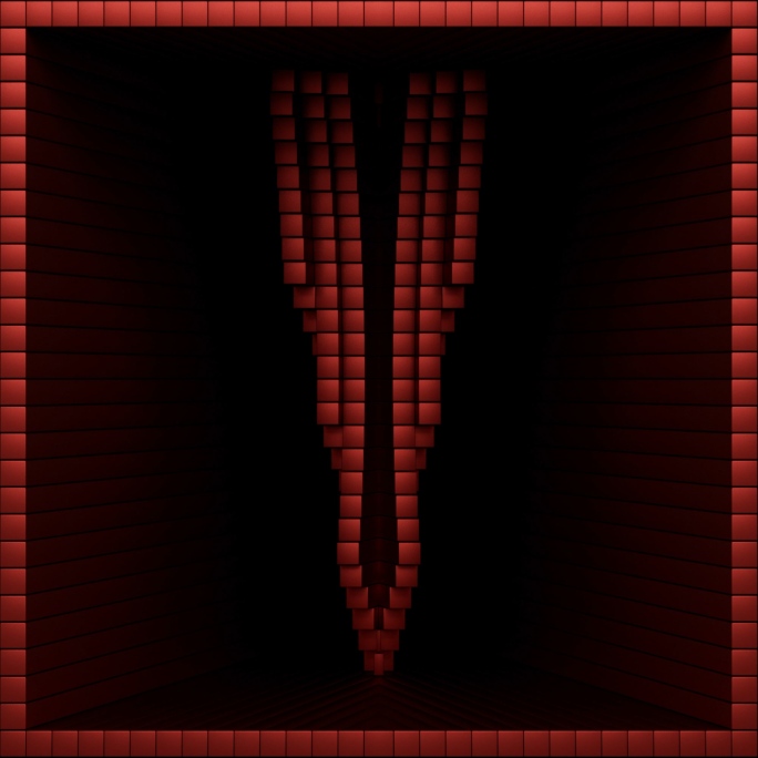 【裸眼3D】艺术盒子方形空间矩阵黑红炫酷