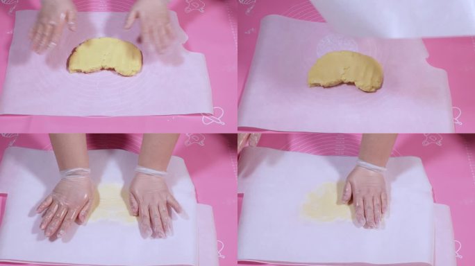 撕油纸拆分油纸擀面饼做饼干