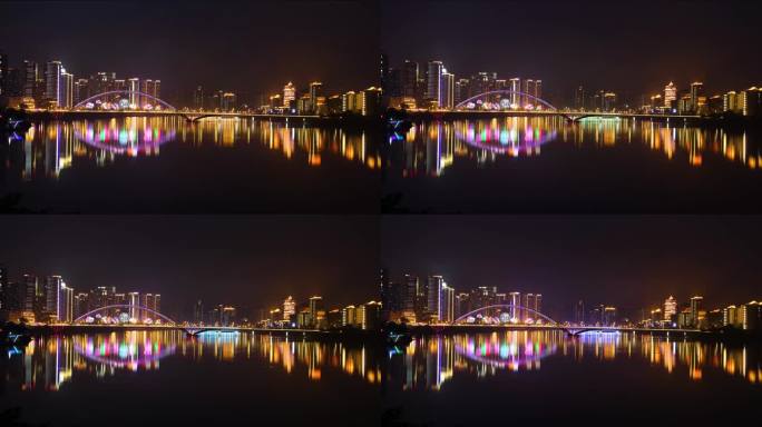 绵阳涪江三桥城市夜景延时摄影