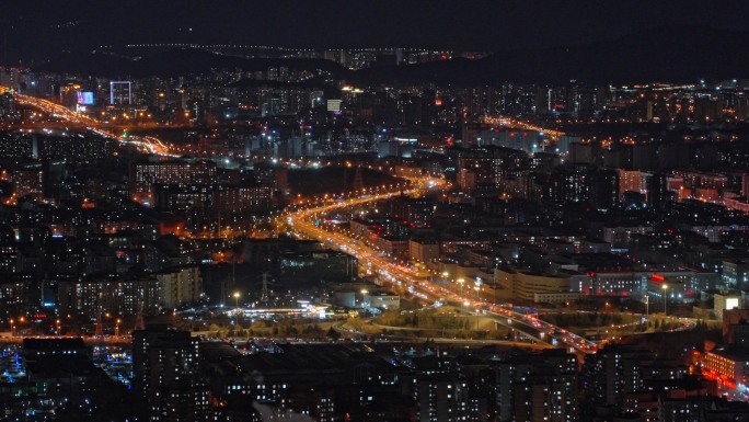 俯瞰北京城市夜景环路