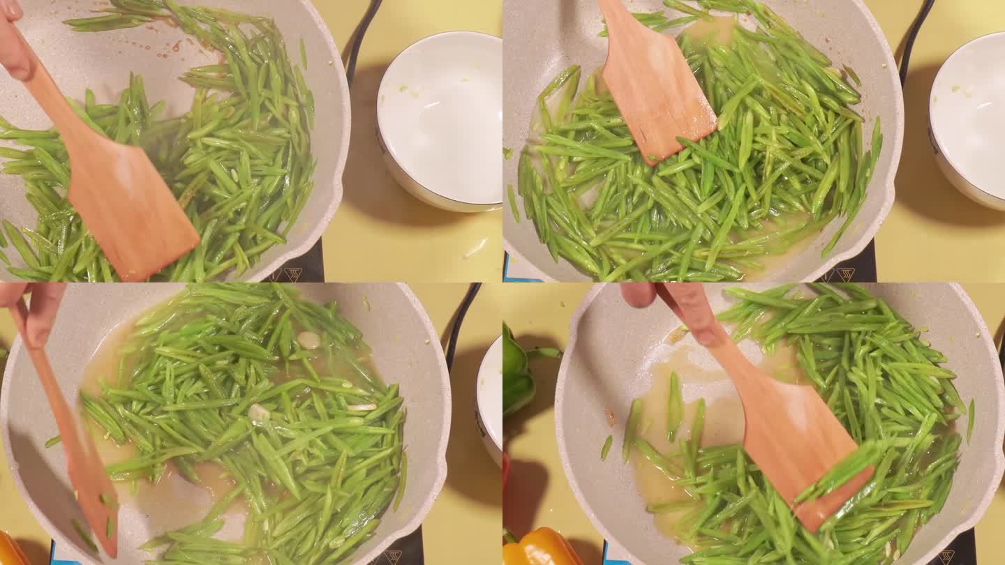 切扁豆丝炒豆角家常菜美食做菜
