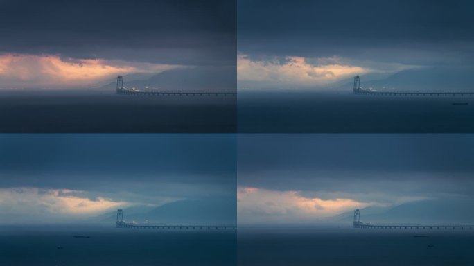 港珠澳大桥中国结 轻烟蓝调 云雾 延时