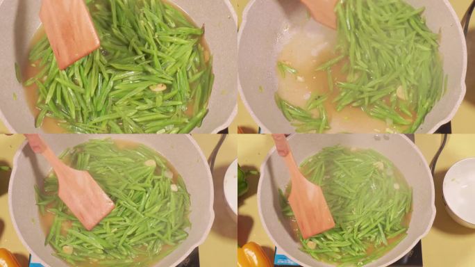 切扁豆丝炒豆角家常菜美食做菜