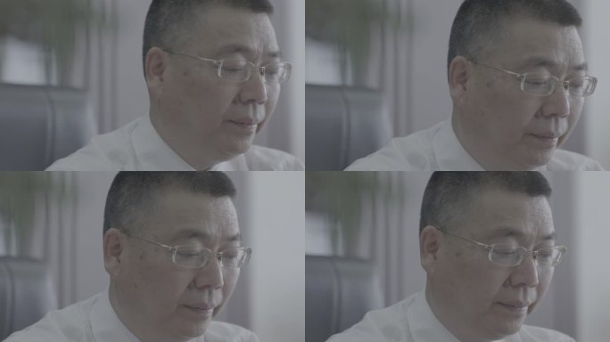 【4K灰度】商务男士认真办公