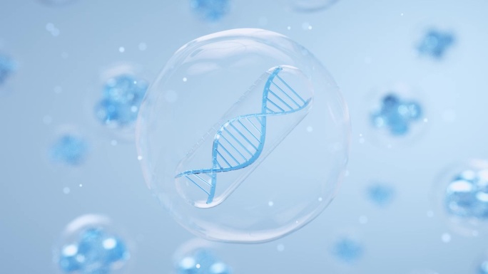 微观蓝色分子DNA三维动画