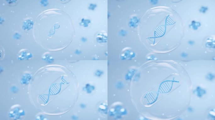 微观蓝色分子DNA三维动画