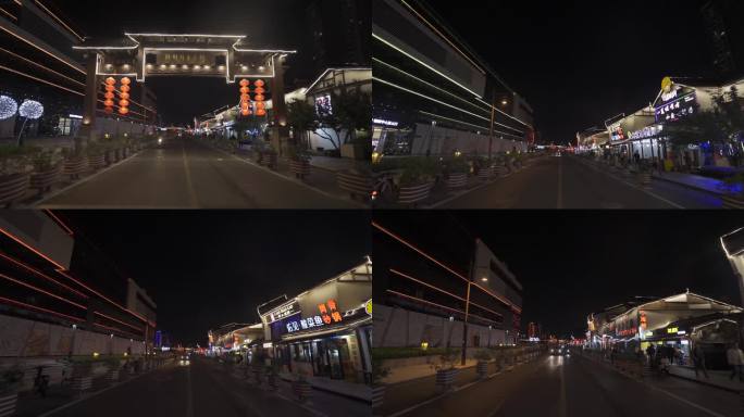 杭州旅游步行街夜景灯光街头穿越长镜头