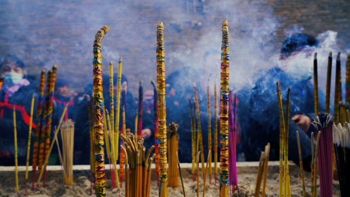 5条高清升格香火高香寺院祈福素材2