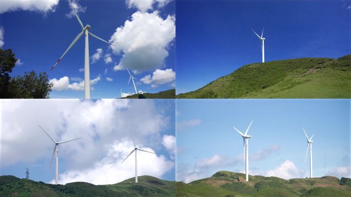 4K草原风电场风力发电机升格空镜