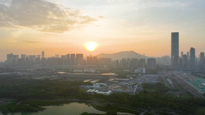 深圳湾口岸深港通道航拍4K