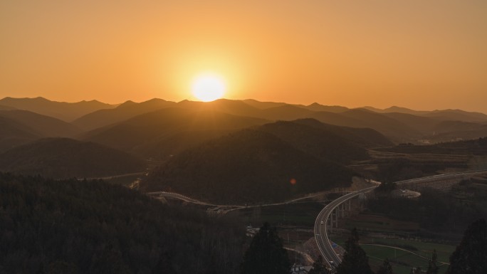 【4K】乡村日落夕阳延时