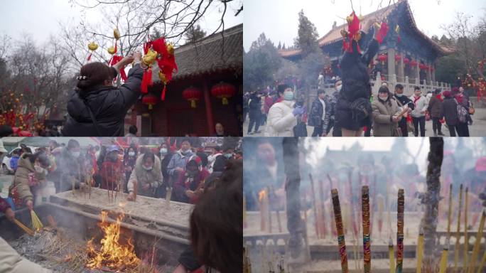 4条【高清升格】香火高香寺院祈福素材