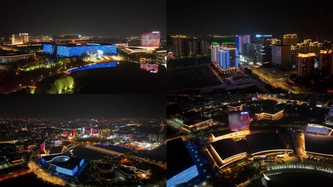 【4K高清原创】扬州明月湖片区夜景航拍