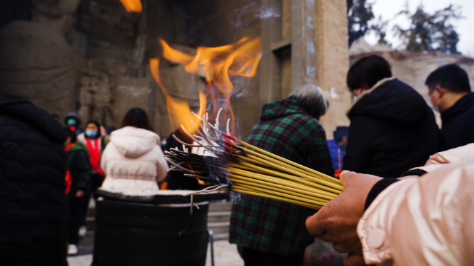 5条高清升格香火高香寺院祈福素材