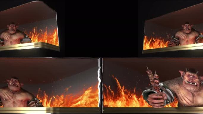 火焰巨人裸眼3d动画（可定制）