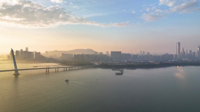 深圳湾口岸大桥深港通道航拍4K