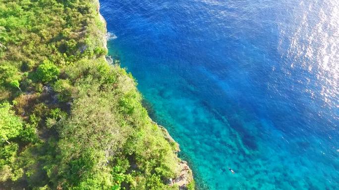 美国塞班海岛大海悬崖海浪礁石风光航拍