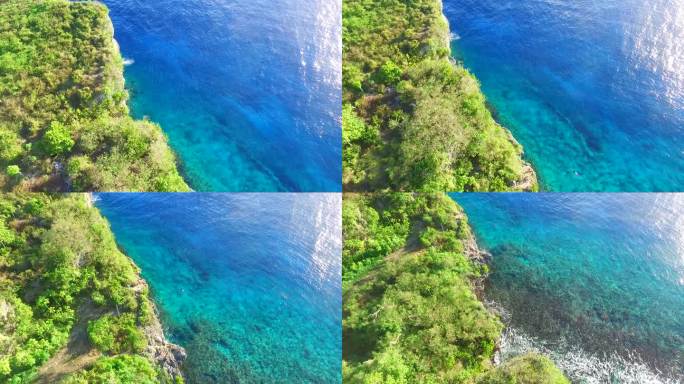 美国塞班海岛大海悬崖海浪礁石风光航拍