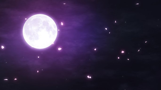 唯美月亮满月花瓣循环视频