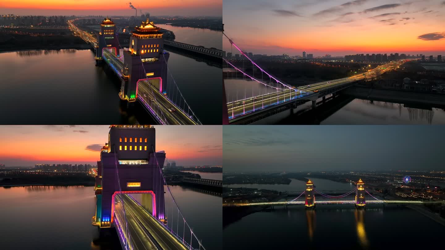 【4K高清原创】扬州万福大桥夜景航拍