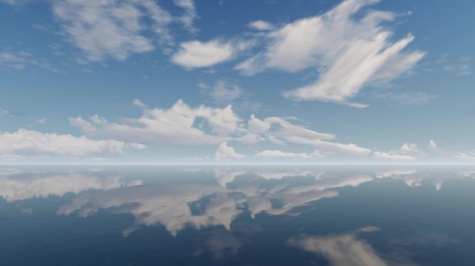 4K海面蓝天白云反射倒影3-60帧
